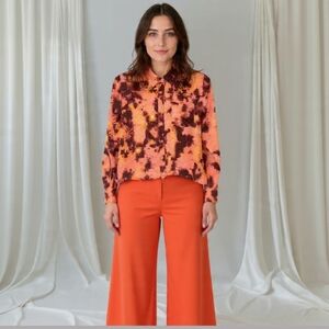 LP🧡REBECCA MINKOFF Blouse Top Button Up Long Sleeve Satin NWT